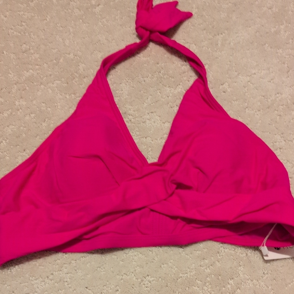 Pink Halter Bikini Top